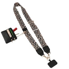 Cell Phone Strap Crossbody, Detachable Cell Phone Lanyard with Wallet, Leopard