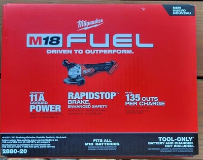  Milwaukee M18 FUEL 4-1/2  / 5  Angle Grinder 2880-20 (Tool-Only, Brushless)