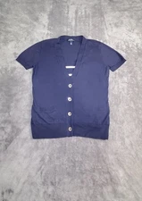 LAUREN RALPH LAUREN Sz S Women's Knit Buttons Striped Blue Casual Shirt Ca18-27 