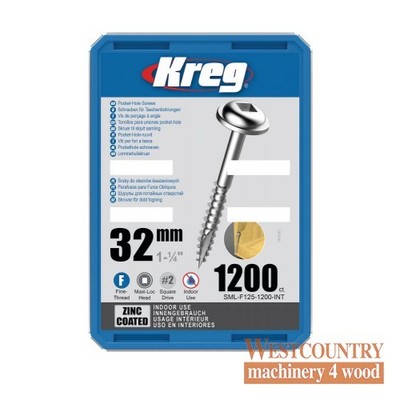 Kreg SML-F125-1200 Kreg Sacklochschrauben - 32 mm / 1-1/4'' x 7 fein, Unterlegscheibenkopf