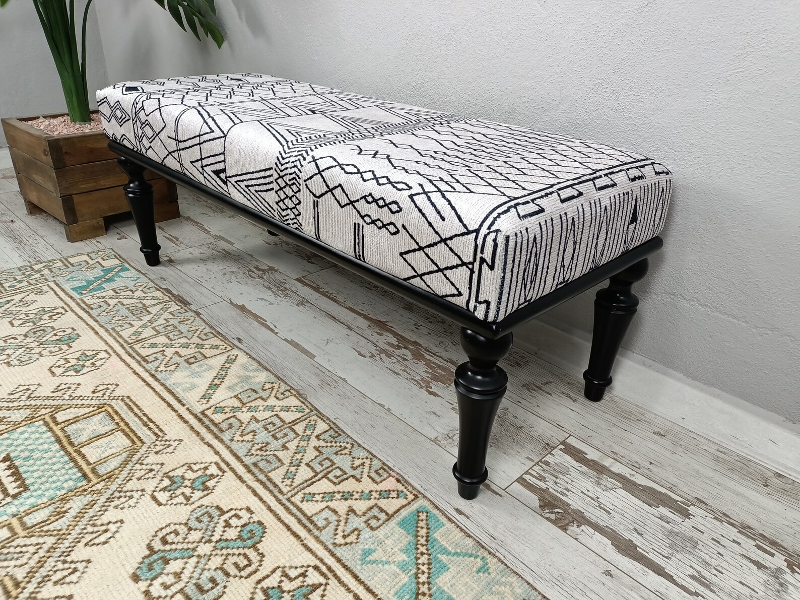 Ottoman bench, Footstool bench, Bedroom bench, Ethnic bench, Upholstered bench