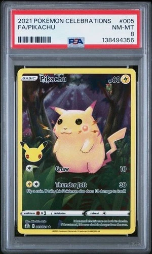 2021 POKEMON CELEBRATIONS #005 FULL ART/PIKACHU PSA 8 #005