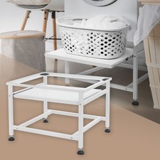 Socle de machine à laver avec étagère extensible base sèche-linge en acier blanc