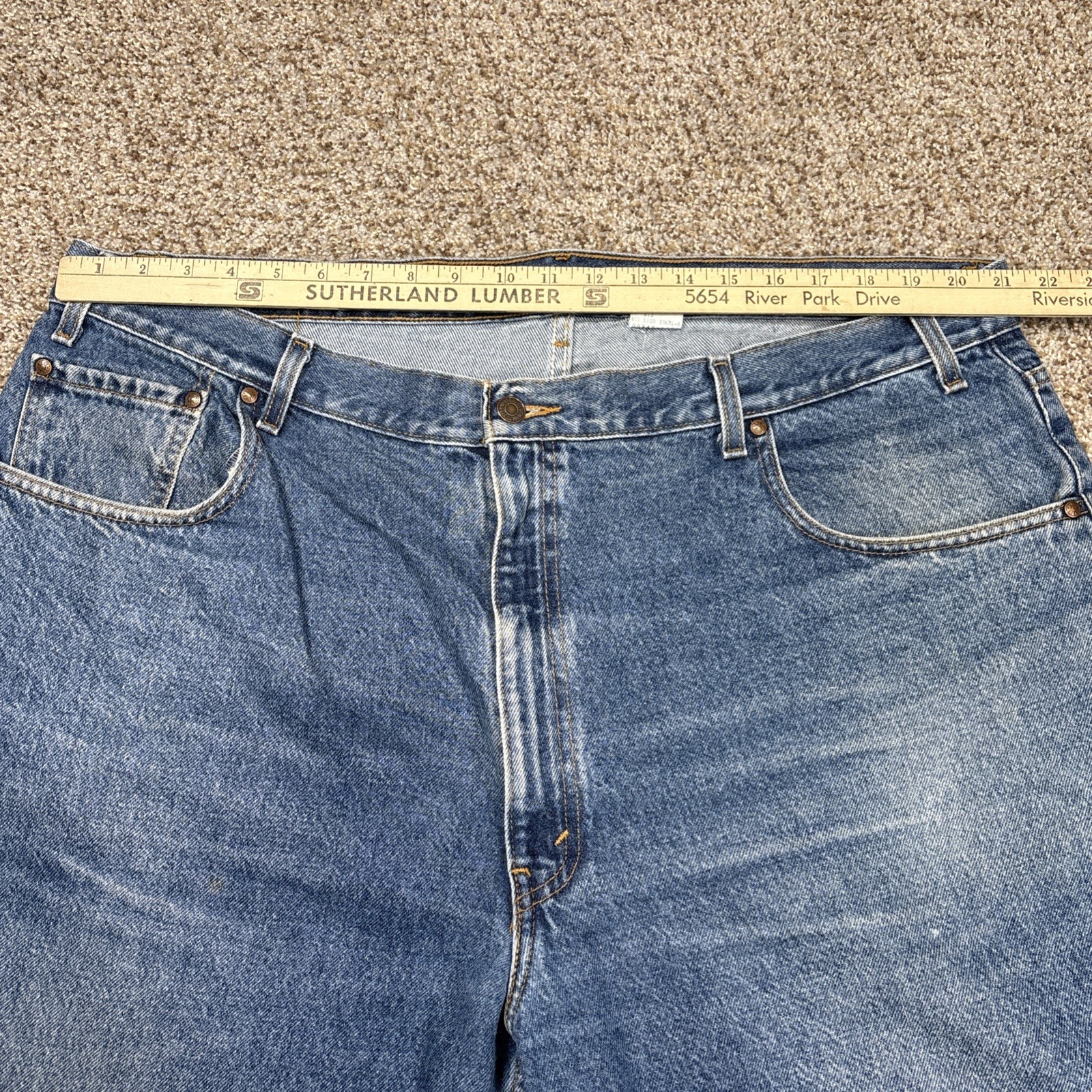 Vintage Levi's 545 Brown Tab Jeans Mens 44x34 (42x33.5) Loose Fit Blue Denim - View 6