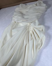 PrettyLittleThing Dress Womens 8 White Chiffon Corset Bandeau Draped Midi Party