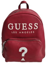 New with TAG Guess IZZY Women BACKPACK Leather MEDIUM Silver HARDWARE - Red