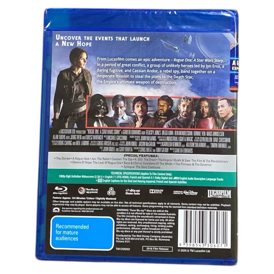 Rogue One A Star Wars Story Blu-ray 2 Disc Set Sci-Fi Action 2016 Region A B C - image 2 of 4