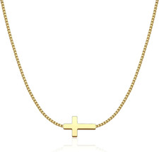Cross Necklace for Women 14K Gold Silver Plated Dainty Small Cross Pendant Choke