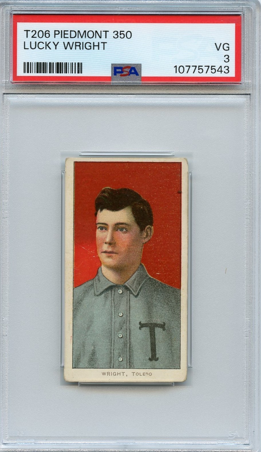 t206 Piedmont 350 Lucky Wright PSA 3 VG 1909-11 Early Baseball Card Old