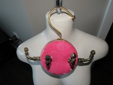 Vtg Ornate Brass Clothes Hanger with Hooks Hollywood Regency