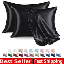 Satin Pillowcase for Hair and Skin, Silk Satin Pillowcase 2 Pack, Queen Size ...