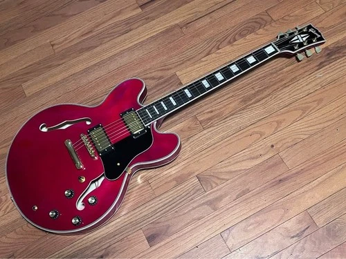 Chibson ES thin hollow body electric guitar red gold hardware upgraded