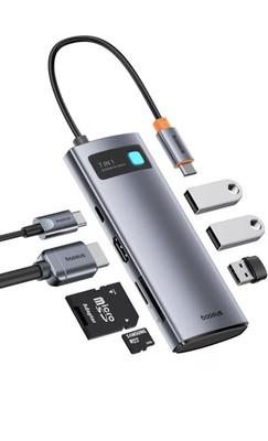 Baseus USB C to HDMI Adapter 4K@60Hz USB C Docking Station 7 in 1 USB C Hub