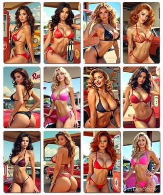 Fridge Magnet Model Women Hot Sexy Girl & Classic Cars Magnets Toolbox Locker