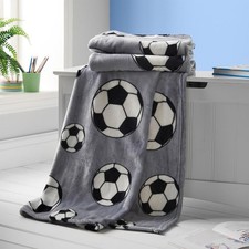 Catherine Lansfield Cosy Football Fleece 120x150cm Blanket Throw Grey