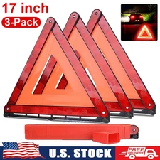 3 Pack Warning Triangle DOT Approved Reflective Warning Road Safety NEW