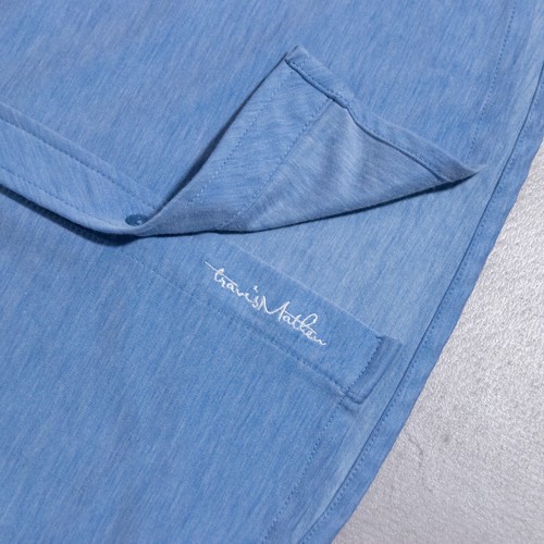 Travis Mathew Pima Cotton Full Button Up Short Sleeve Shirt Blue Men's XL Golf - Picture 4 of 6