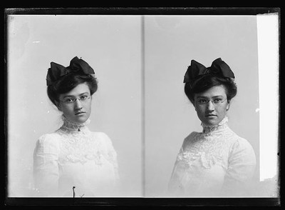 Photo:Morse E. Portrait of Woman with Glasses Studio Photograph