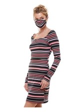 PLANET GOLD Womens Long Sleeve Scoop Neck Short Body Con Dress
