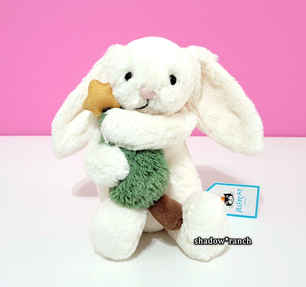 Jellycat Bashful Bunny Christmas Tree + Dust Bag - Retired - NWT +