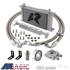 19 Row Oil Cooler Kit Thermostatic For Subaru BRZ Scion FR-S FA20 Toyota GT86 SL