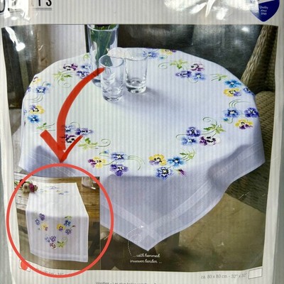 DIY Vervaco Pretty Pansies Stamped CrossStitch Table Runner Kit 16''x 40'' Belgium
