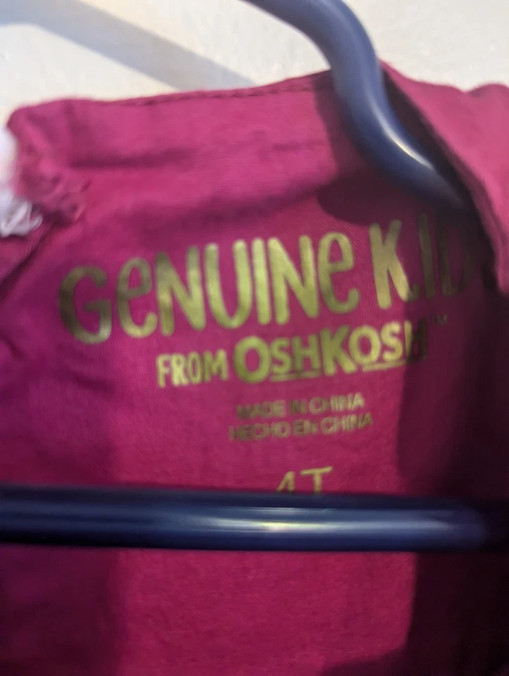 EUC 180627 女孩 4T 正品 KIDS 来自 OshKosh Fuchsia 刺绣连衣裙 — 第 3/4 张图片