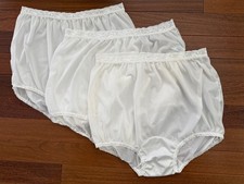 Vintage ROSE Brand High Waist Granny Panties Ivory Nylon Lace Sz 10 NOS 3 Pair