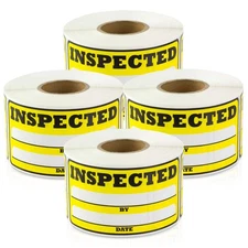 Inspection Stickers (3 x 1.5 inch, Rectangular, Yellow - 1200 Labels) Inspect...