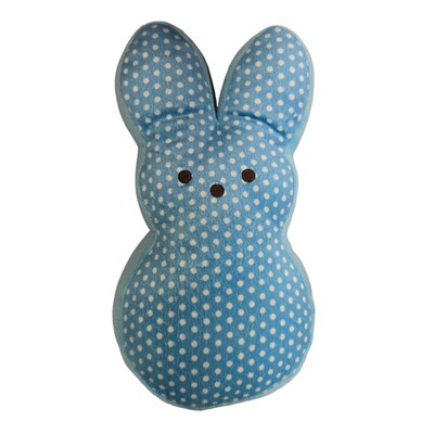 Peeps Commonwealth Plush Blue White Polka Dot Bunny Rabbit Beanie Bottom 9''