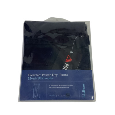 LL Bean Polartec Pants Mens XXL Tall Black Power Dry Base Layer Silkweight New