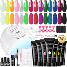 14 Colors Poly Nail Gel Kit with U V Lamp Poly Nail Extension Gel All-In-One Kit