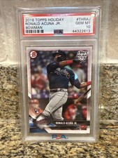 2018 Topps Holiday Bowman Ronald Acuna Jr PSA 10 GEM MT Rookie RC Baseball Card. rookie card picture