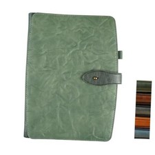 Binder 6 Ring Refillable Genuine Leather Cover with Pen Holder 160 A5 Green