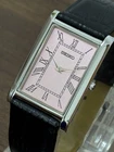 Vintage Seiko Slim Men's Quartz Wrist Watch Roman Dial-Leather Strap