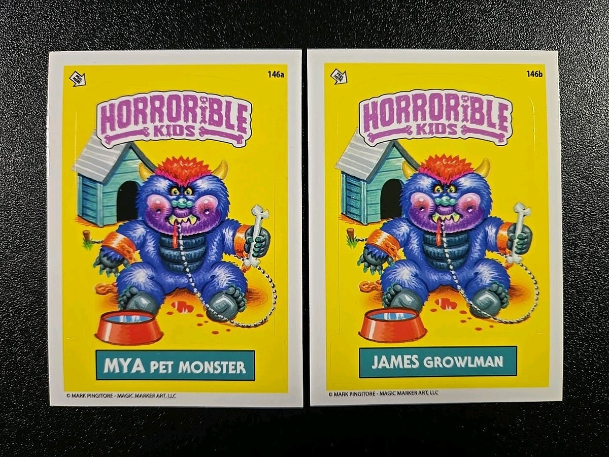 My Pet Monster Horrorible Kids 2 Card Set Garbage Pail Kids Spoof