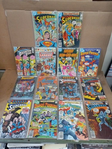 Vintage Various Superman Comic Book Lot of (14)-Action Comics,Justice League,et