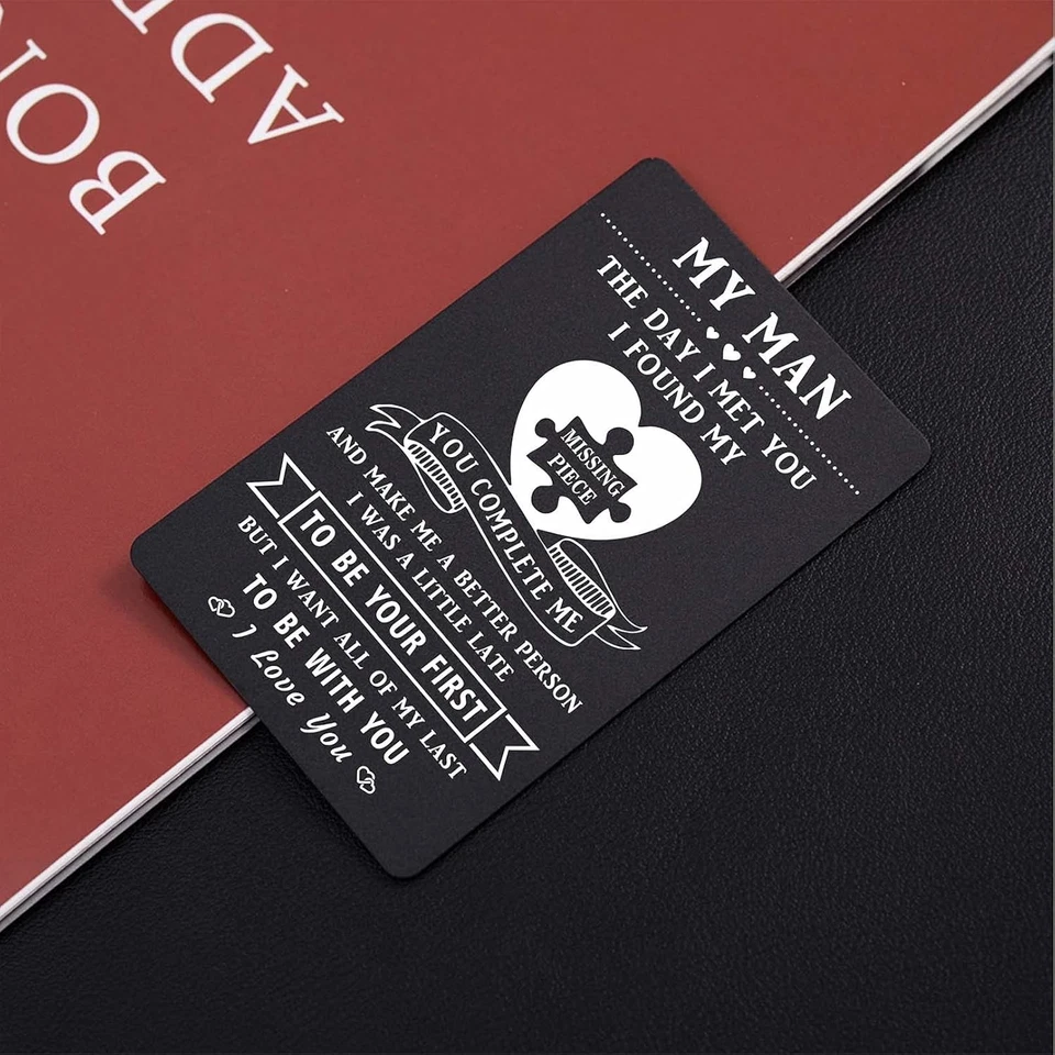 Cartão de inserção carteira TANWIH To My Man, exclusivo aniversário namorados preto - Imagem 4 de 4