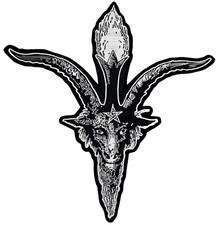 BAPHOMET WHITE GOAT SHAPED BORDER EMBROIDERED BACKPATCH