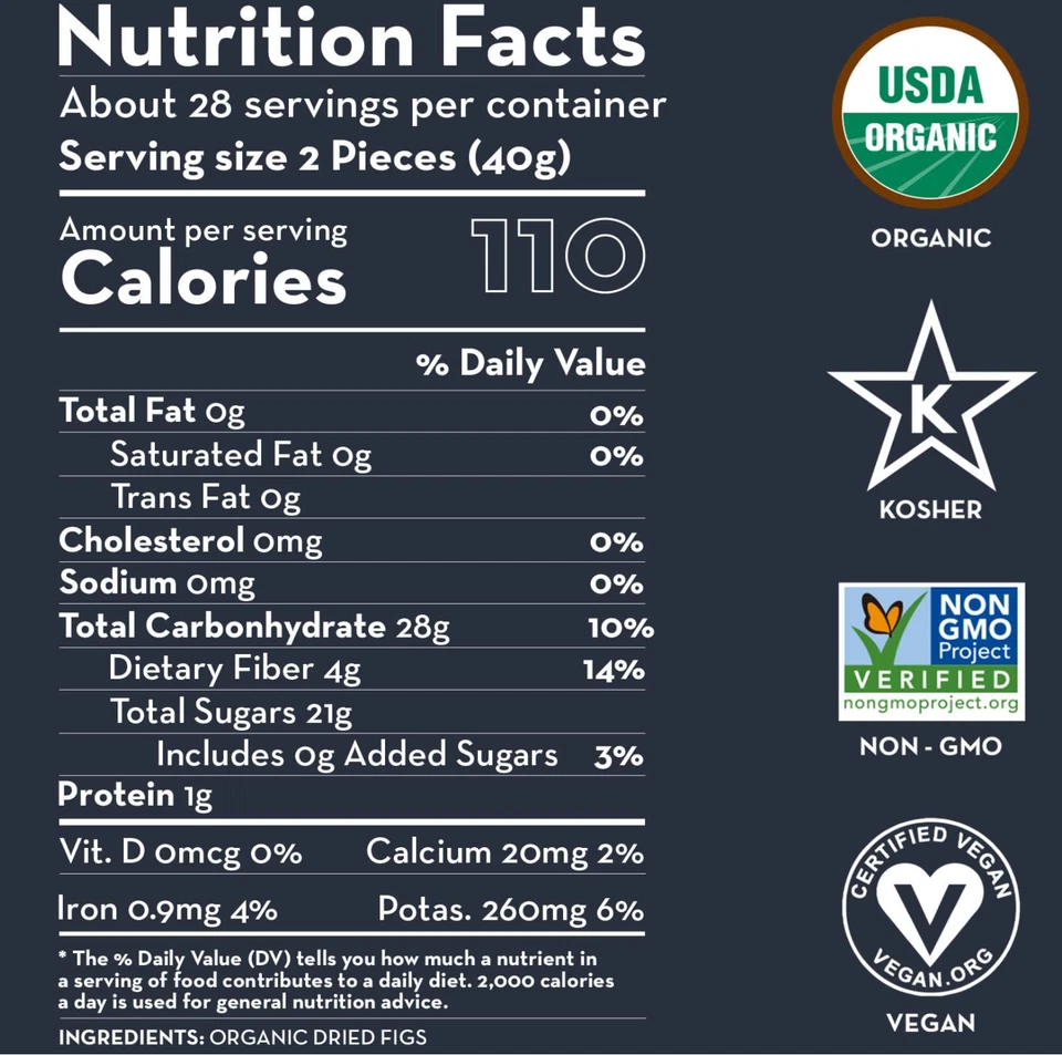 1 lb Organic Sun Dried Figs -Dried Fruit Snack Unsulfured - Image 4 of 4