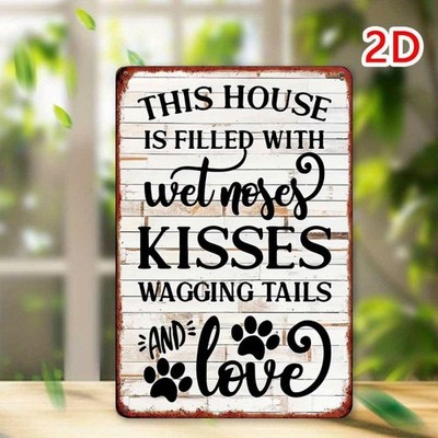 2D Flat [Vintage Style] Decorative Tin Metal Signs Home Décor Wall Wet Noses Ki