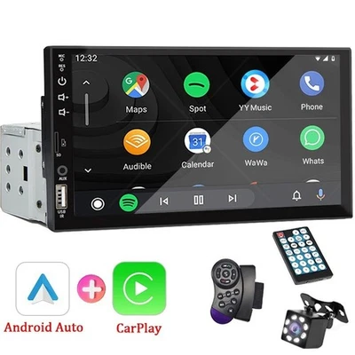 Autoradio 7" 1 Din Touch Screen CarPlay Android Auto Bluetooth USB FM AUX Mirror