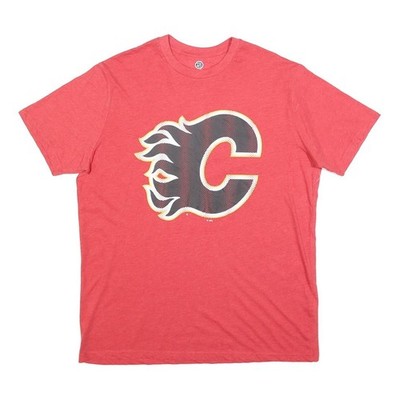 NHL Herren Rotes Calgary Flames Grafik T-Shirt L Kurzarm Rundhals