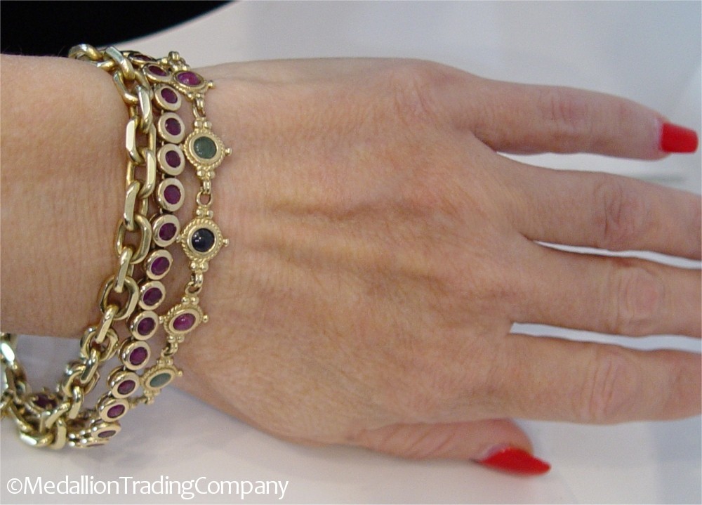 SOLID 14K Yellow Gold 7mm Rectangle Link Bracelet… - image 2