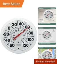 Elegant 8'' Dial Thermometer - Wireless Easy-to-Read for Indoors/Outdoors