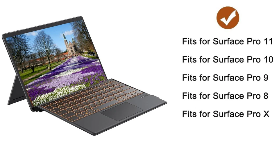 Keyboard/Trackpad for Surface Pro 11/10/9/8/X 13" - Backlit - Bluetooth Connect - Image 2 of 4