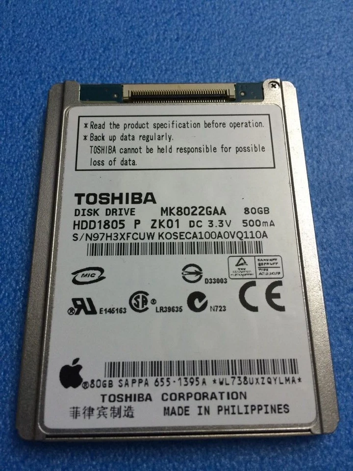 NEW1.8" MK8022GAA HDD1805 5MM ZIF Hard Disk Drive 80gb For iPod Classic 6TH gen* - Image 3 of 3