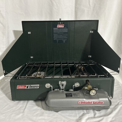バーベキュー・調理用品 Coleman Unleaded Camp Stove Model 414 Coleman Powerhouse Unleaded 414 Dual Fuel 2-Burner Camp