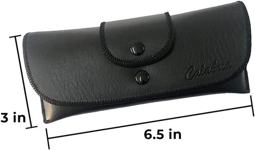 Soft Eyeglass Case Faux Leather, Attatches to Belt, Horizontal, Black - Picture 3 of 7