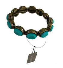 Chicos Lindy Turquoise Blue Bead Studded Magnetic Bangle Bracelet For Women
